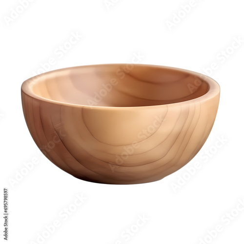 Wooden bowl isolated on transparent background