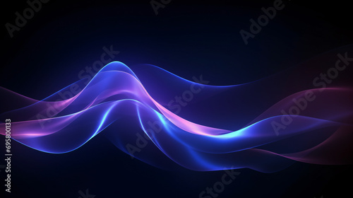 Dark abstract background with glowing wave. Shiny mood