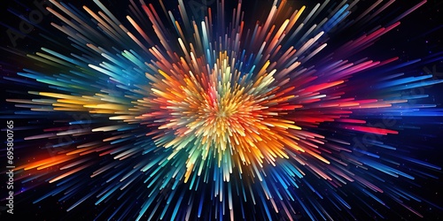 Generative AI, colorful fireworks in the dark background, festive holiday concept