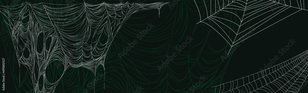  spider web background design. Vector background design with set of spider web
