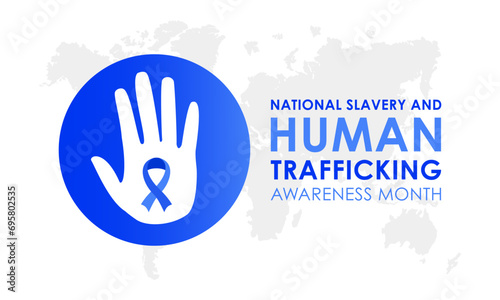 National Slavery and Human Trafficking Prevention Month is observed every year on january. Vector illustration on the theme of National Human Trafficking Awareness Month. Template for banner design. © ReotPixel