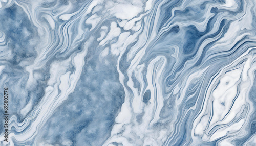 Abstract Marble Background with Blue and White Colors