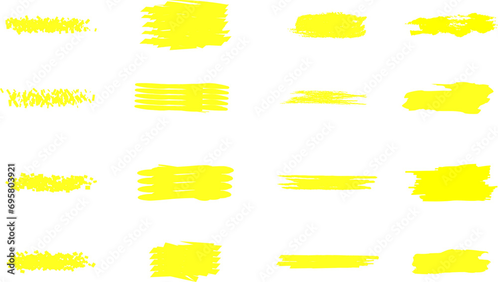 Yellow marker brush lines. Highlighter line yellow marker strokes lines vector. Yellow watercolor hand drawn highlight set. Grunge freehand watercolor ink pencil marks. Marker pen highlight strokes. Yellow marker brush lines. Highlighter line yellow marker strokes lines vector. Yellow watercolor hand drawn highlight set. Grunge freehand watercolor ink pencil marks. Marker pen highlight strokes.
