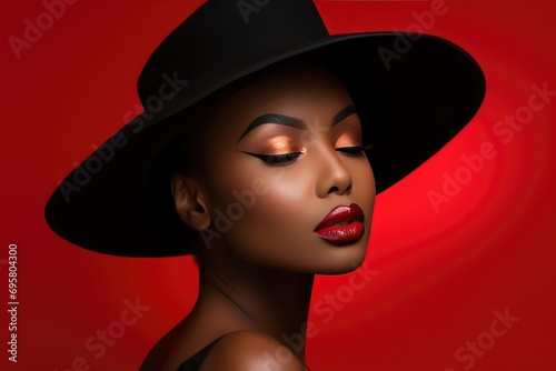 Beautiful Black Woman Radiating Elegance With Red Lips