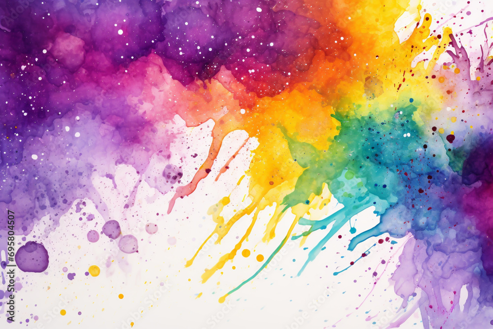A dynamic watercolor painting bursts