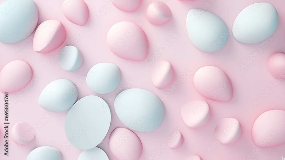 Abstract shapes in pink and green are embedded on the pink wall. Abstract shapes in pink and green are embedded on the pink wall.