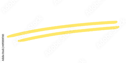 シンプルな手書きの2本の線 - スタイリッシュな落書きの素材 - 黄色のアンダーライン