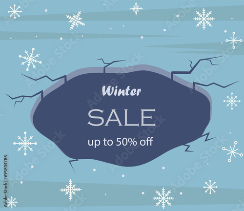 Winter sale, discounts up to 50%, vector illustration, banner.