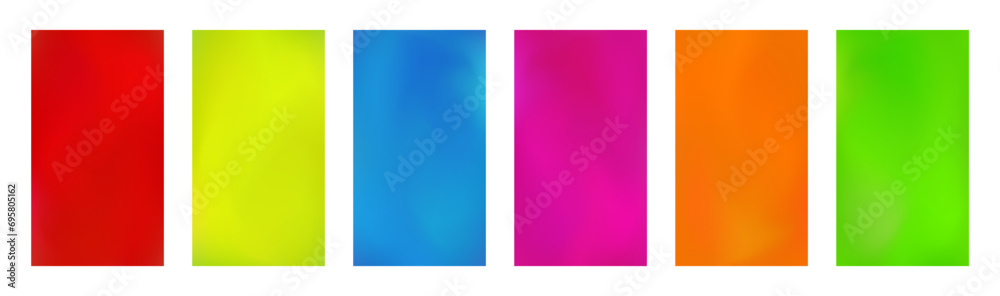 Set of vector vertical story backgrounds. Bright colorful gradient rectangles. Abstract vibrant fluid gradient rectangles collection. Childish geometrical vivid liquid colorful social media backdrops