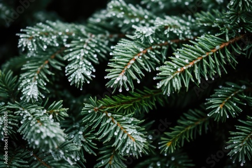 Winter Wonderland: Snowflakes Adorn Evergreen Christmas Tree Branches