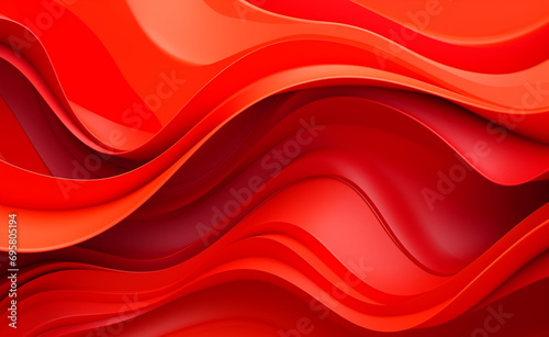 Bright red liquid paper waves abstract banner design.