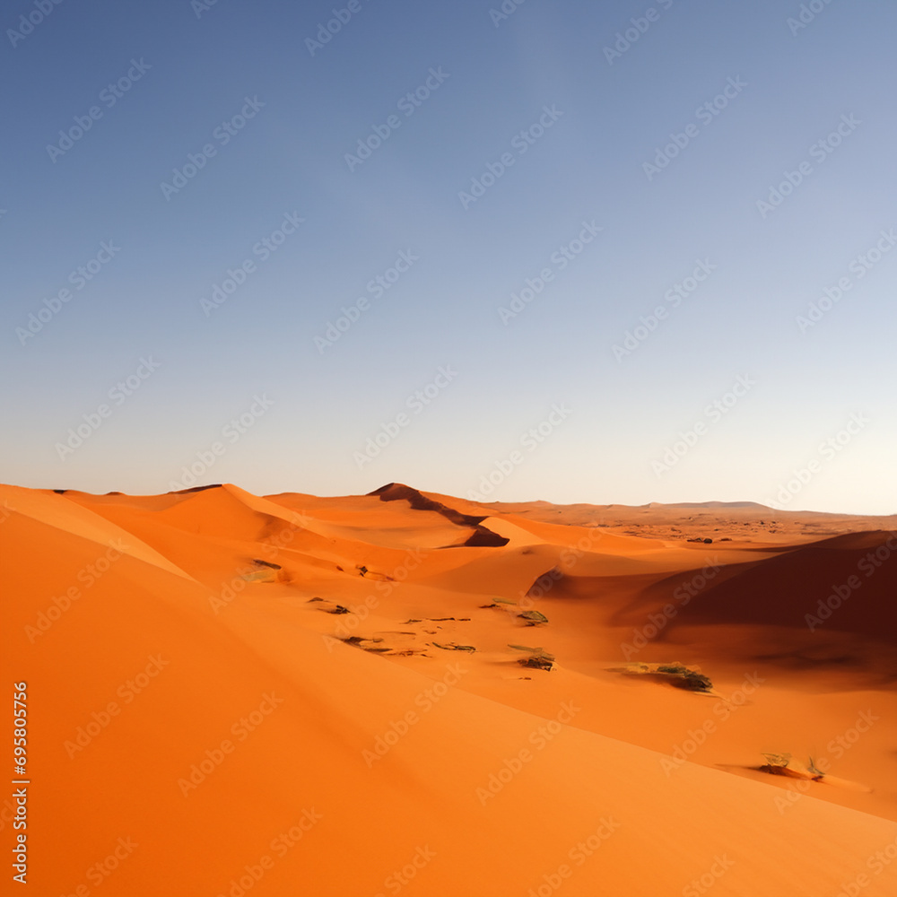 sand dunes in the desert with clear sky background