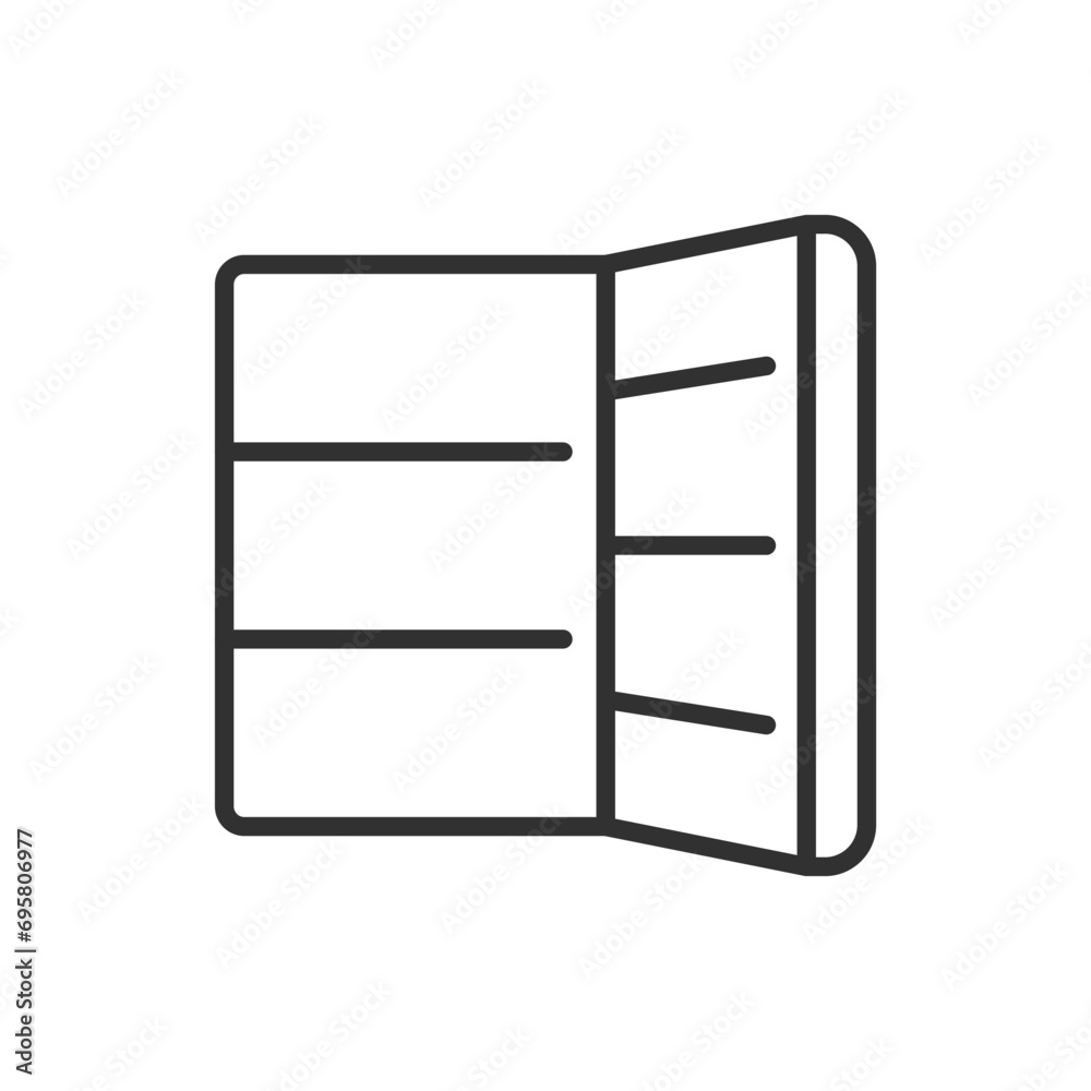 Open refrigerator, linear icon. Line with editable stroke