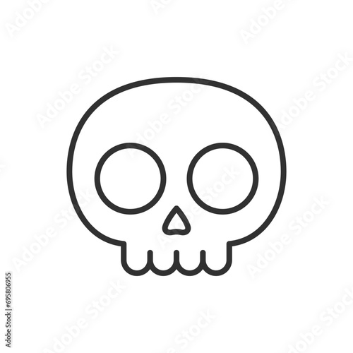Cute cartoon skull, linear icon. Line with editable stroke