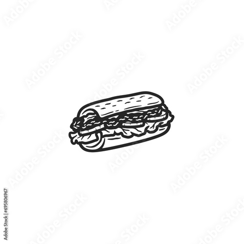 Doodle sketch style of Hand drawn Sandwich vector illustration © Muh