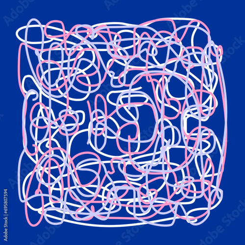 Abstract monoline scribble artwork. Can be used for illustrations, fashion patterns, clothing motifs, wallpaper and other design elements.