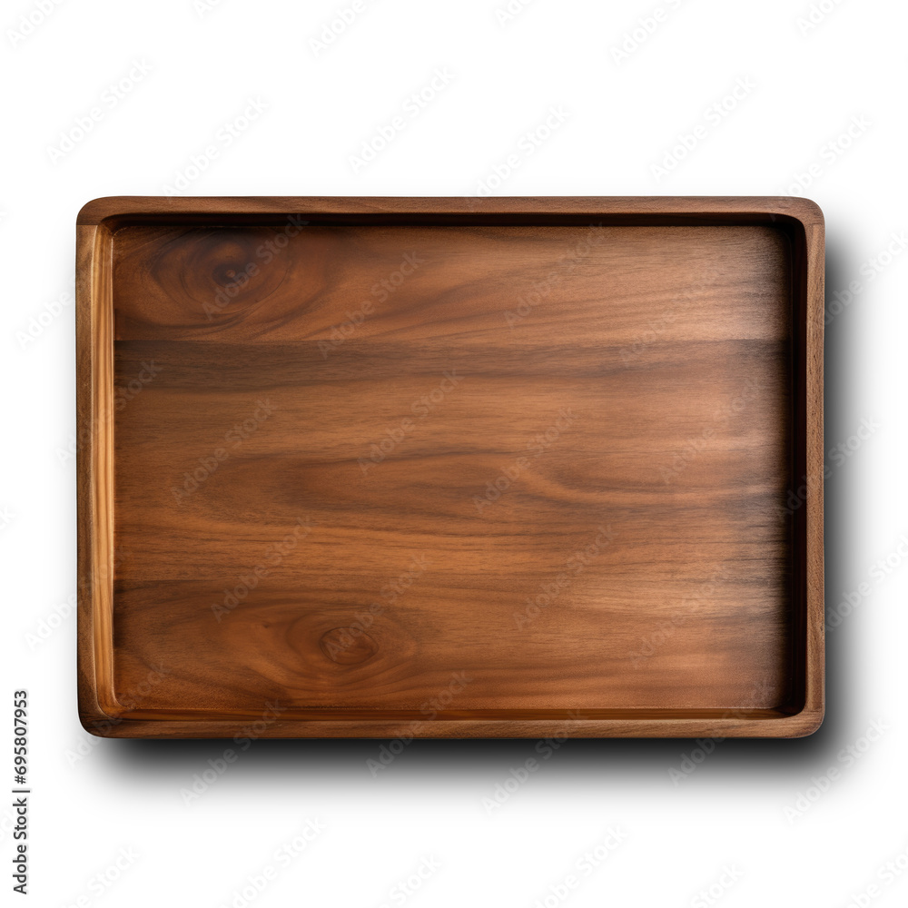 Wood cutting board on isolated transparent background.