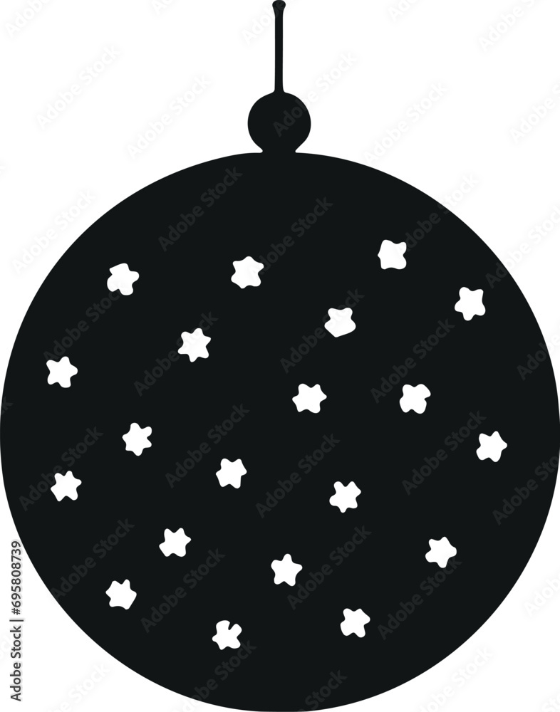 Fototapeta premium Stylish Holiday Decor: Minimalistic Christmas Balls Illustration in Vector Glyph Style
