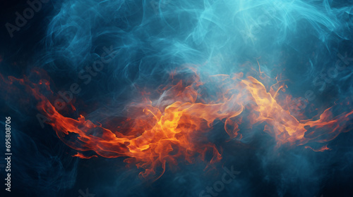Winter and fire mystery smoke background © Little