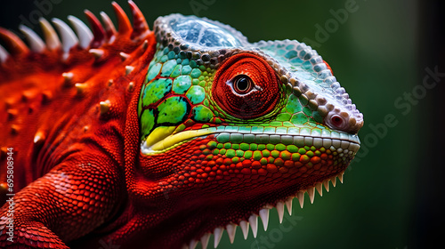 Colorful Iguana Closeup Exotic Reptile Detail