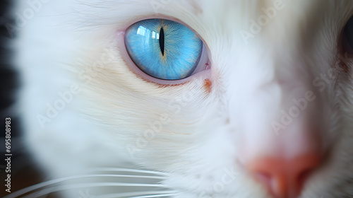 Blue Eyed Cat Macro Shot Beautiful Feline Detail