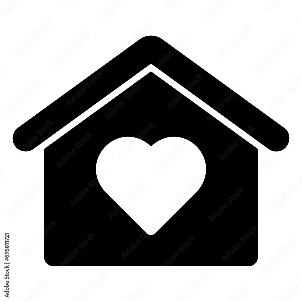 My house icon my castle with house building and heart