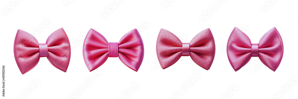 Set of beautiful bow ties, valentine's day, isolated over on transparent white background