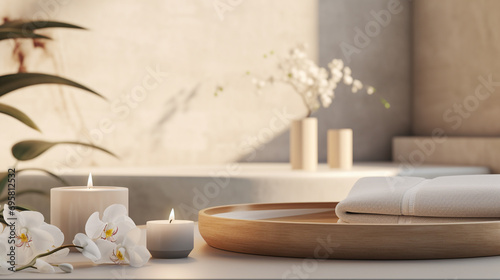 beautiful interior of a bright bathroom with romantic minimalist accessories