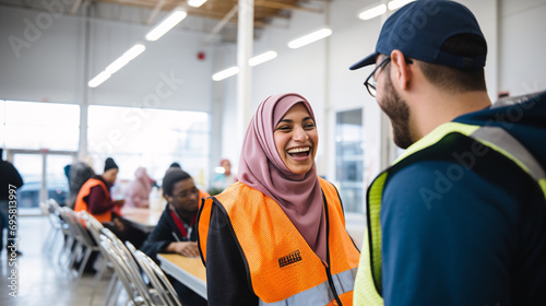 A Muslim volunteer involved in service.