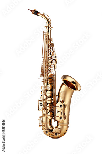 Golden Tenor Saxophone Isolated on Transparent Background - Brass Ensemble, Musical Brilliance, Soulful Melodies, Symphonic Jazz, Refined Acoustics