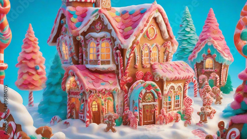 Whimsical Wonder, A Detailed Gingerbread Village Delight