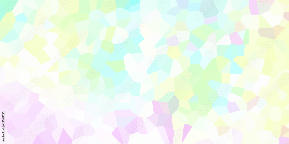 Multicolor Broken Stained Glass Background with White lines. Voronoi diagram background. Seamless pattern shapes vector Vintage Illustration background. Geometric Retro tiles pattern.	
