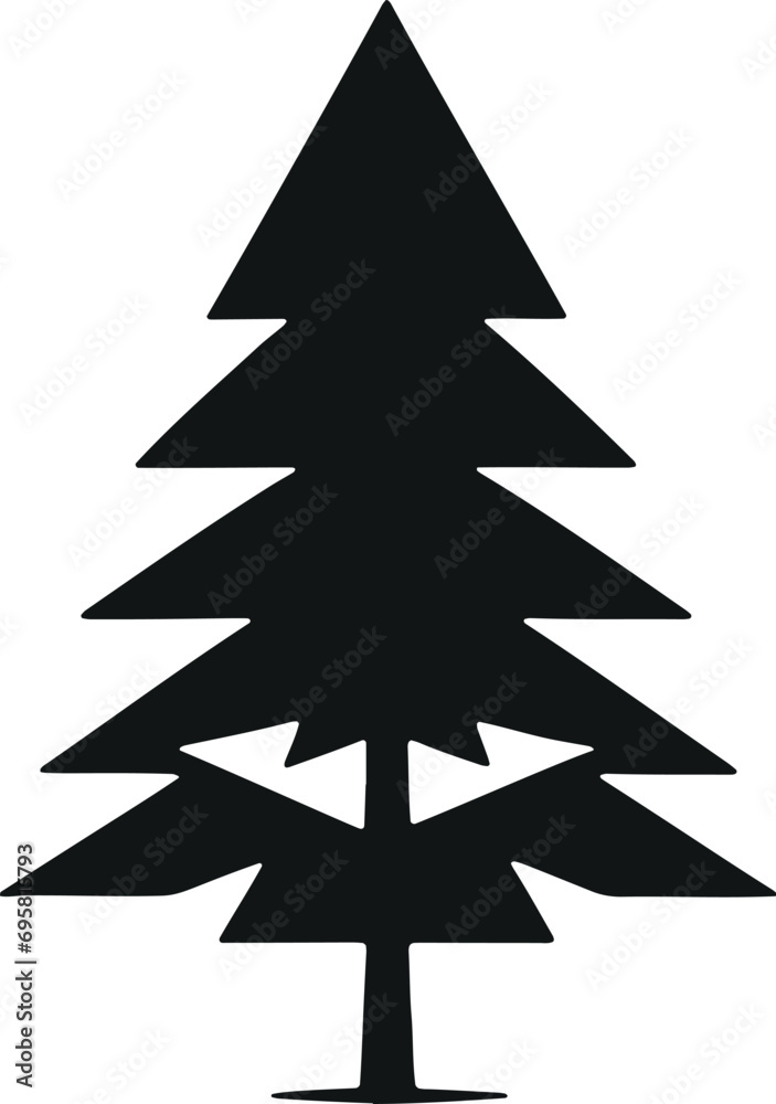 Fototapeta premium Sleek and Stylish Minimalistic Christmas Trees: Vector Glyph Flat Collection