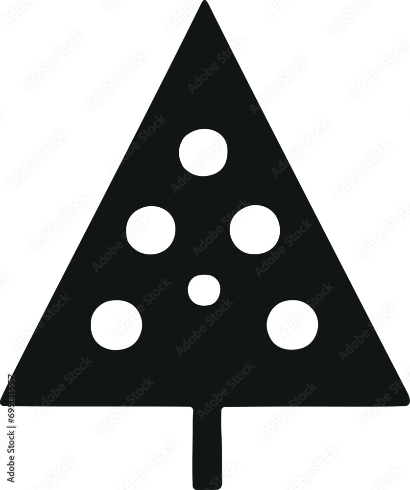 Stylish Minimalistic Christmas Trees: Vector Glyph Flat Illustration