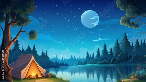 animated video of camping on a cold night photo