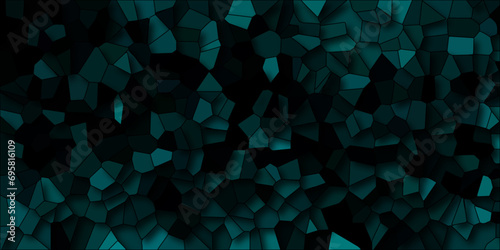 Quartz Dark mint and teal Broken Stained Glass Background with black lines. Voronoi diagram background. Seamless pattern with 3d shapes vector Vintage Quartz surface white for bathroom or kitchen