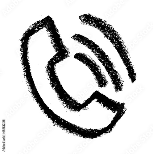 Phone Call Icon - Crayon Chalk Drawing
