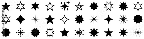 Star icon collection. Star vector icons. Shine icons. Rating Star icon. Modern simple stars. Vector illustration.