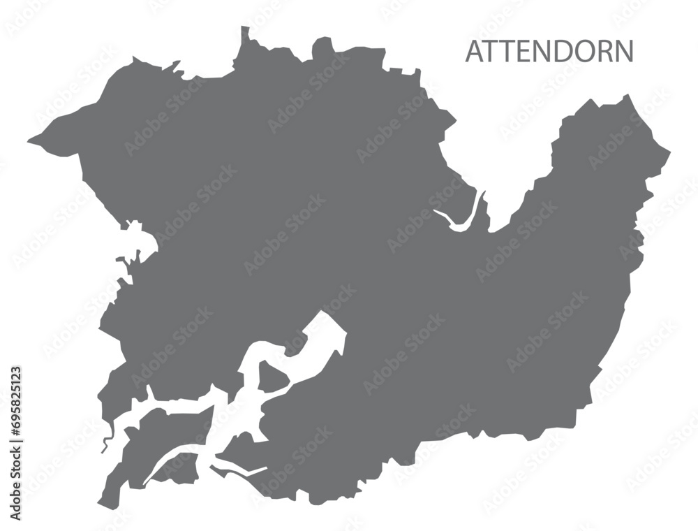 Attendorn German city map grey illustration silhouette shape