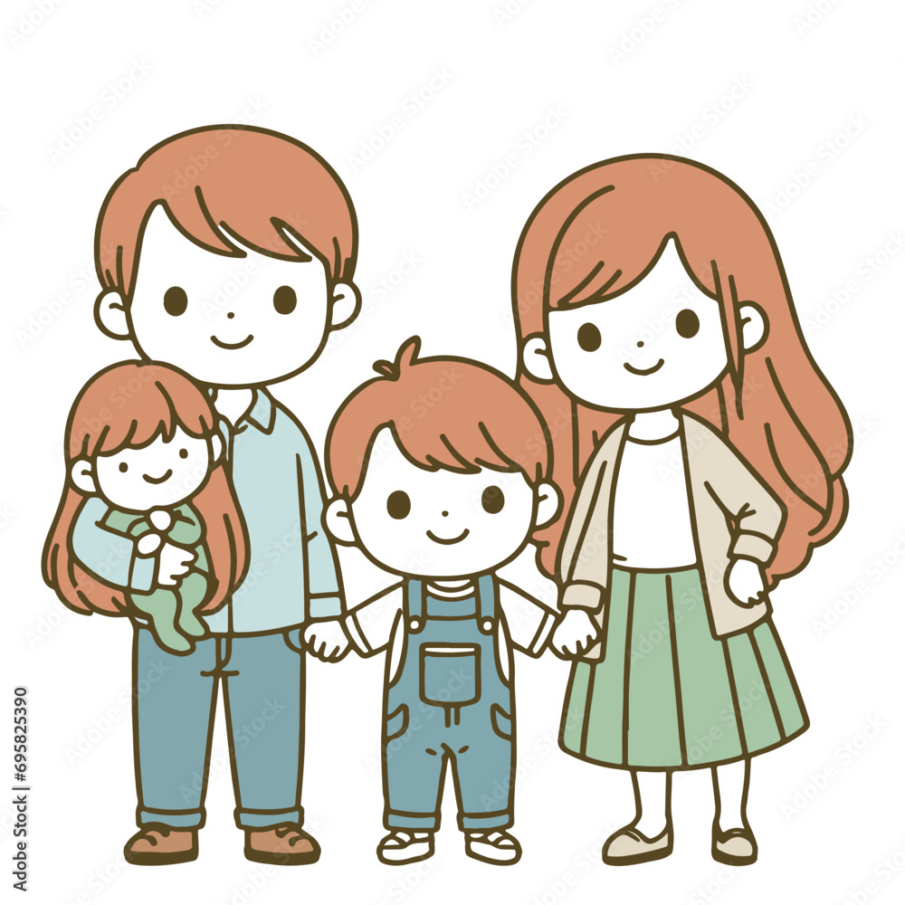 Happy young family. Hand drawn style vector design illustrations. Happy young family. Hand drawn style vector design illustrations.