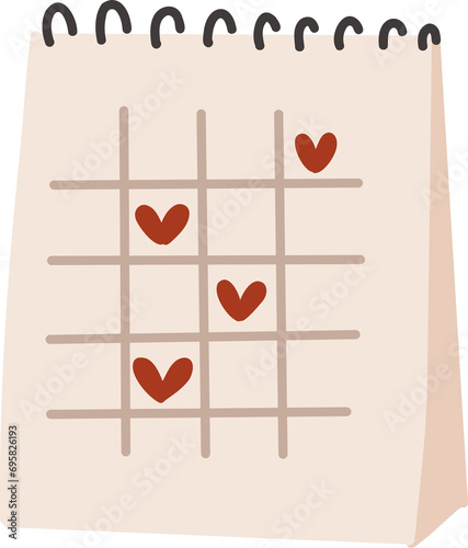 Love calendar, valentines day concept symbol