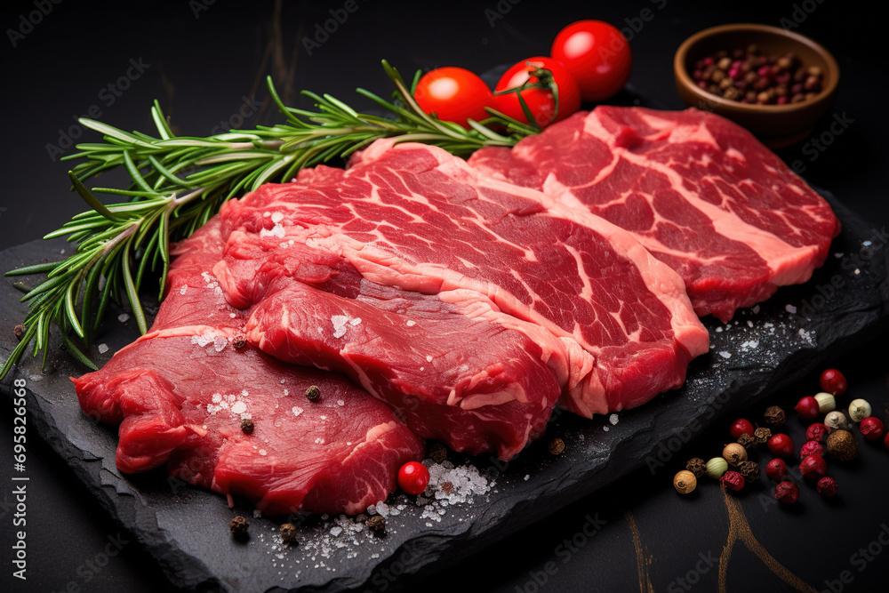 Fresh raw beef steaks testy. Generative AI