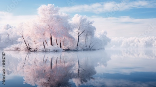 Tranquil Winter Morning: Frosted Trees © Custom Media