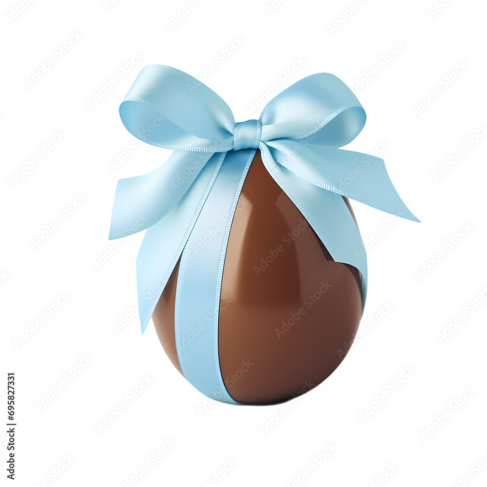Chocolate egg with light blue ribbon isolated on transparent background Chocolate egg with light blue ribbon isolated on transparent background