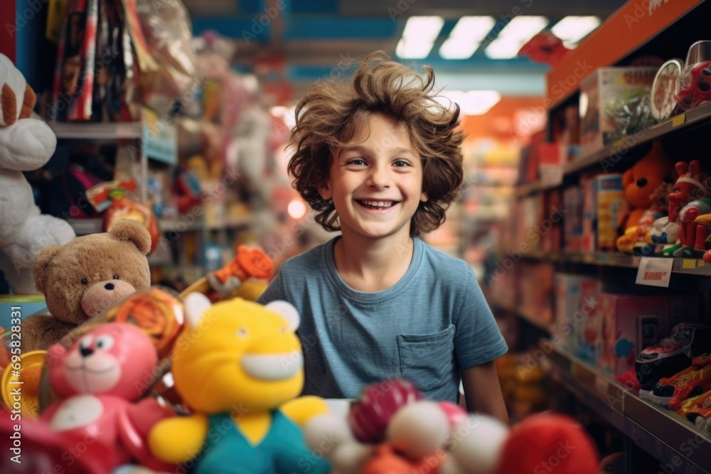 Fototapeta premium happy child in a toy store. gifts for children