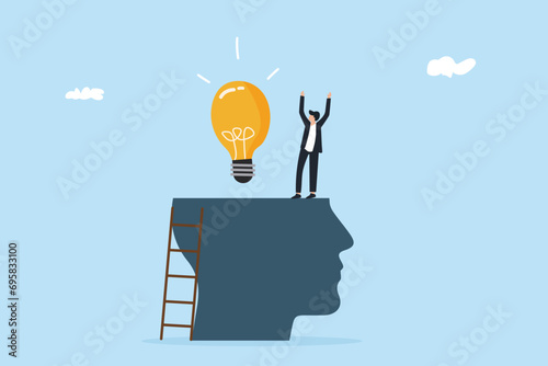 growth mindset light bulb people, open minded. vector illustration