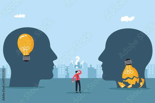 growth mindset light bulb people, open minded. vector illustration photo