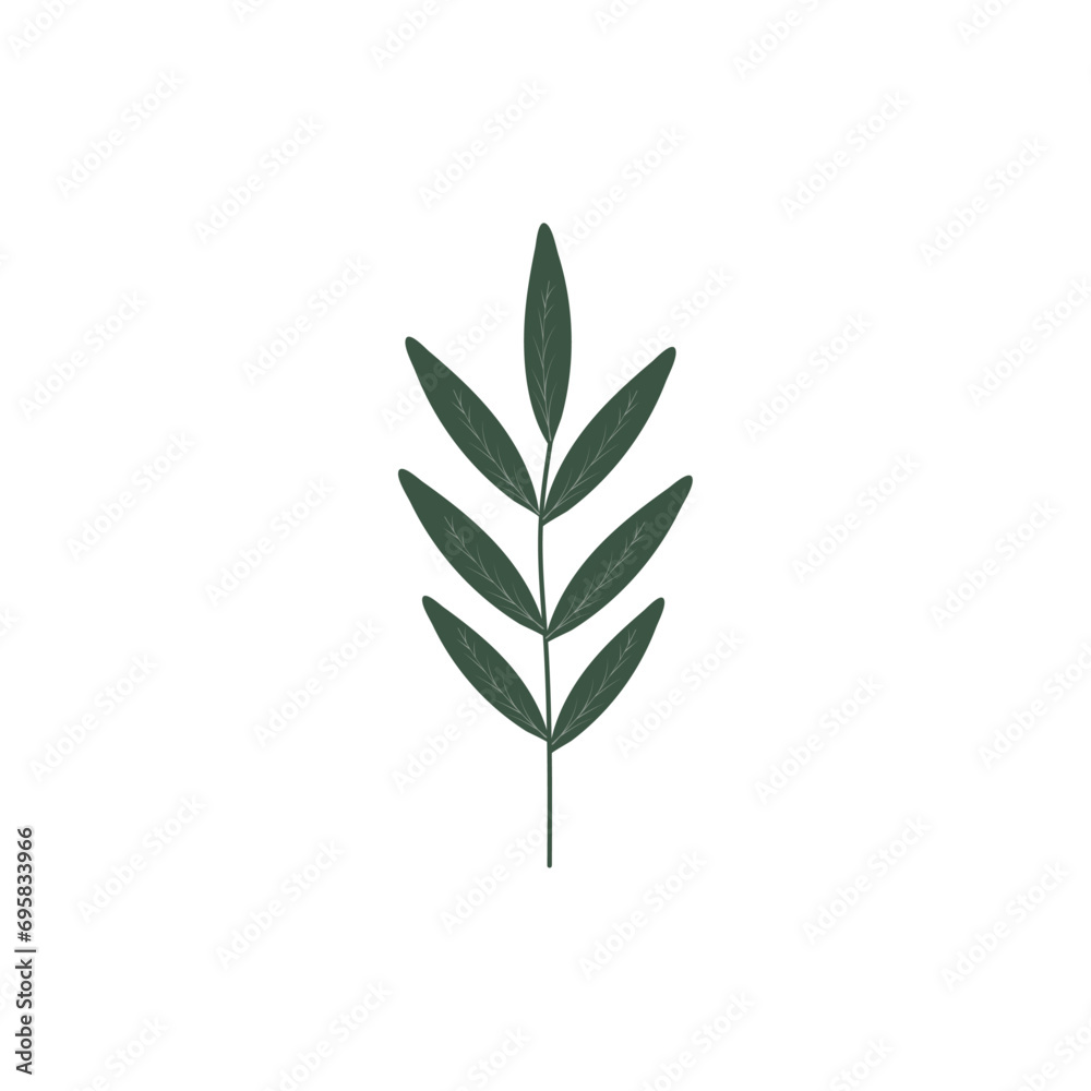 Christmas Branch on a white background in a flat simple style. Decorative botanical element. Vector Christmas Branch on a white background in a flat simple style. Decorative botanical element. Vector