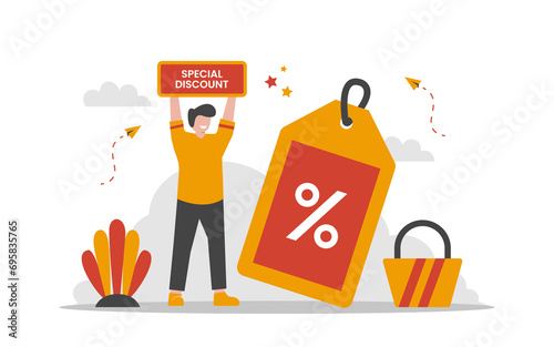 Sale and Offer Flat Concept Illustration