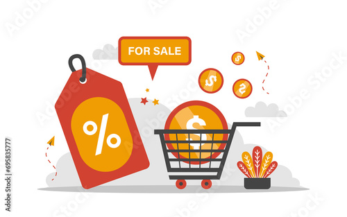 Sale and Offer Flat Concept Illustration